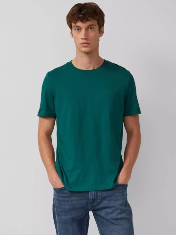 s.Oliver Tricou barbati, Regular fit cu decolteu la baza gatului, imprimeu uni, Verde inchis