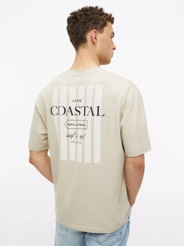 s.Oliver Tricou la baza gatului, barbati, cu imprimeu, Modern Fit, Crem - Img 2