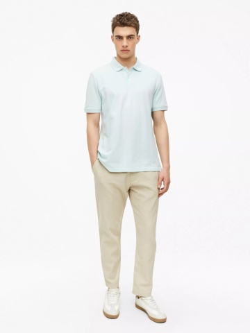 s.Oliver Tricou polo barbati din piqué de bumbac, Regular fit, Albastru deschis - Img 4