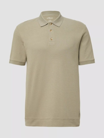 s.Oliver Tricou polo barbati, din piqué waffle, Regular fit, Verde masliniu - Img 7