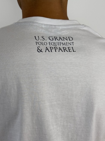 U.S. Grand POLO Tricou barbati cu imprimeu text, Regular fit, Alb - Img 4