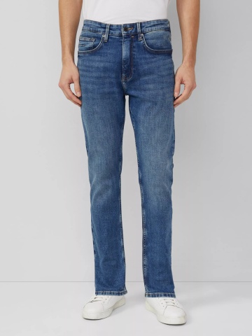 Blugi barbati Mauro cu talie medie, croiala Regular Fit, Tapered Leg, Albastru deschis