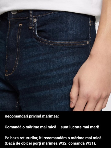 Blugi barbati Nelio, cu talie medie si croiala Slim Fit, Slim Leg, Bleumarin inchis - Img 3