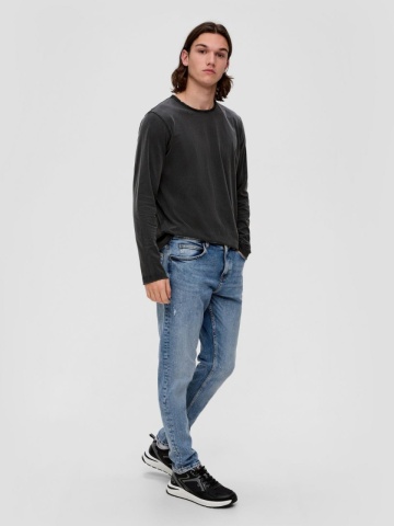 Blugi barbati Shawn, cu talie medie, Regular fit, Tapered Leg, Albastru deschis - Img 4