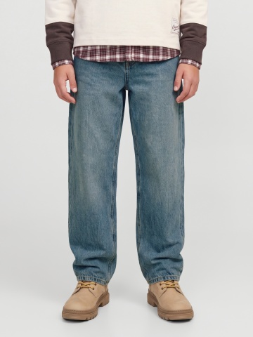 Jack & Jones Blugi baieti, ALEX cu talie inalta si croiala Baggy Fit, Albastru