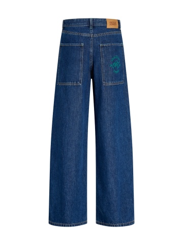 Jack & Jones Blugi baieti, JJIDAVE JJJAX, cu talie inalta si croiala Baggy fit, Albastru inchis - Img 2