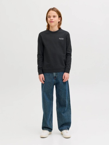 Jack & Jones Bluza baieti, Relaxed fit, cu decolteu la baza gatului, Negru - Img 6