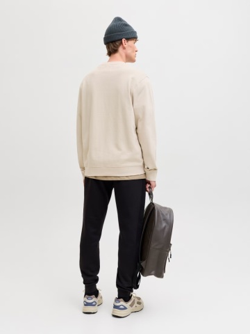 Jack & Jones Bluza barbati, Relaxed fit, cu decolteu la baza gatului, Crem - Img 2