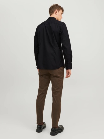 Jack & Jones Camasa barbati, din amestec de bumbac, Slim Fit, Negru - Img 7