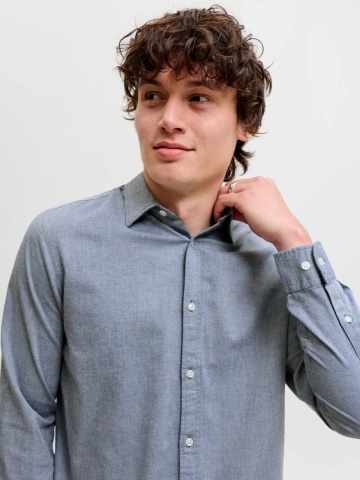 Jack & Jones Camasa barbati, din bumbac, Regular Fit, JJEFIELD, Gri inchis - Img 5