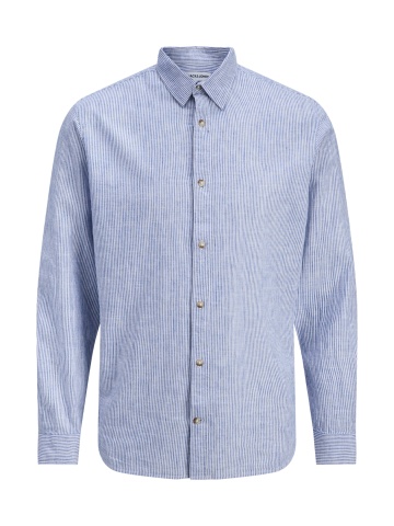 Jack & Jones Camasa barbati, Regular fit, din amestec de in, cu imprimeu in dungi, Albastru - Img 8