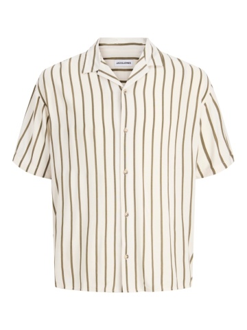 Jack & Jones Camasa cu maneca scurta barbati, Regular Fit, cu imprimeu in dungi, Bej - Img 8
