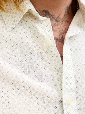 Jack & Jones Camasa de vara barbati, din amestec de in, Regular fit, Alb - Img 4