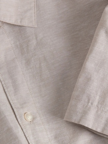 Jack & Jones Camasa oversize cu maneca scurta barbati, din amestec de in, Bej - Img 4