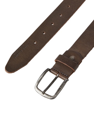 Jack & Jones Curea barbati din piele de bivol, catarama clasica cu stift, Maro - Img 2