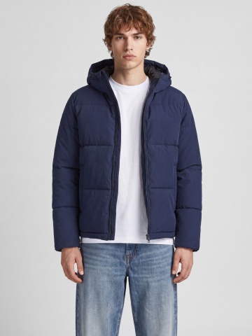 Jack & Jones Geaca barbati, cu gluga, Regular fit, JJGALAXY, Bleumarin inchis