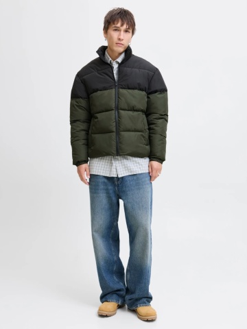 Jack & Jones Geaca pufoasa, barbati, fara gluga, rezistenta la vant, Verde inchis - Img 6