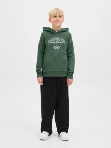 Jack & Jones Hanorac baieti cu imprimeu cu logo si buzunar tip marsupiu, Verde - Img 6