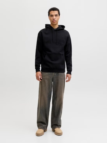 Jack & Jones Hanorac barbati, cu buzunar tip marsupiu, Relaxed Fit, JJEBRADLEY, Negru - Img 6