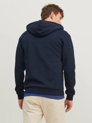 Jack & Jones Hanorac barbati, JJEBRADLEY, cu fermoar si gluga, Regular fit, Bleumarin inchis - Img 2
