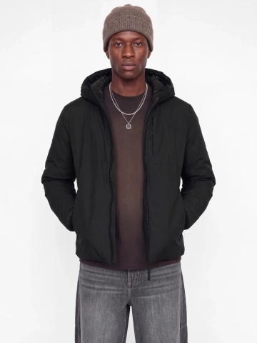 Jack & Jones Jacheta barbati, Regular fit, cu gluga fixa reglabila cu snur, JCOCLUB, Negru