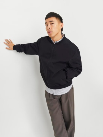 Jack & Jones, Jacheta bomber, barbati, cu buzunare oblice fara fermoar, Negru - Img 7