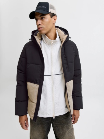 Jack & Jones Jacheta, JJEOWEN PUFFER, barbati, Regular fit, Negru/Crem - Img 5