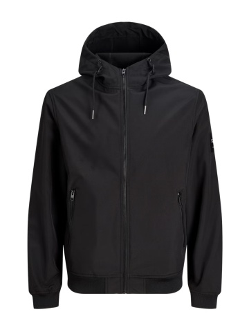 Jack & Jones Jacheta softshell, barbati, cu gluga, Regular fit, JJEBASIC, Negru - Img 8