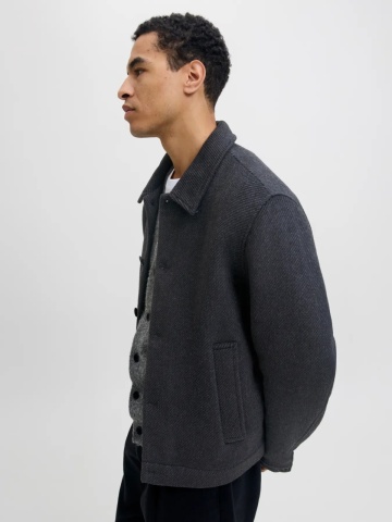 Jack & Jones Palton scurt barbati, JPRBLACOBBS, cu guler inalt si 2 buzunare oblice, Gri inchis - Img 3