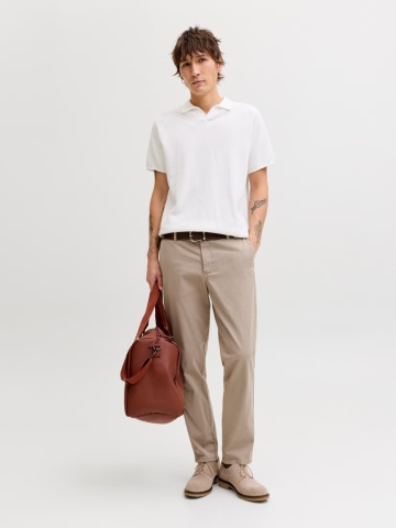 Jack & Jones, Pantaloni chino barbati, cu talie medie, Regular Fit, Jpstollie, Maro - Img 7