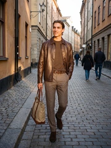 Jack & Jones Pantaloni chino, barbati, cu talie medie, Regular Fit, JPSTOLLIE, Maro inchis - Img 6