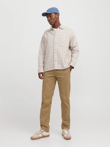 Jack & Jones, Pantaloni chino barbati, cu talie medie, Relaxed Fit, JPSTKANE BARRET, Maro - Img 5