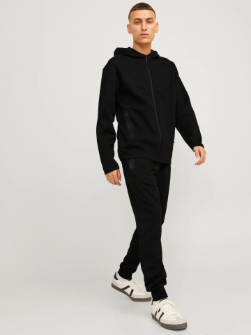 Jack & Jones Pantaloni de trening barbati, cu talie medie, Slim fit, JPSTWILL FUSION, Negru - Img 5