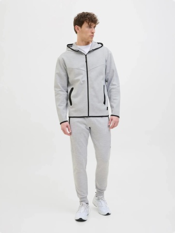 Jack & Jones Pantaloni de trening barbati, cu talie medie, Slim fit, JPSTWILL FUSION, Gri deschis - Img 5