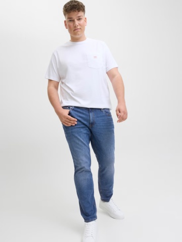 Jack & Jones Plus Blugi Glenn, barbati big sizes, cu talie joasa si croiala Slim Fit, Albastru - Img 4