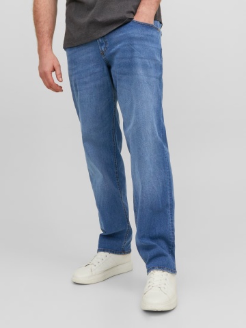 Jack & Jones Plus Blugi Mike, barbati big sizes, cu talie inalta si croiala Conica, Albastru