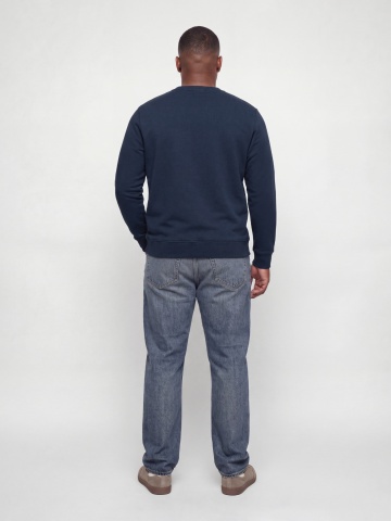 Jack & Jones Plus Bluza barbati big sizes, din amestec de bumbac, JJRUSH, Bleumarin inchis - Img 2