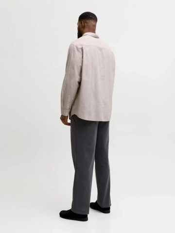 Jack & Jones Plus Camasa barbati big sizes, din amestec de in, Regular fit, Breeze, Bej - Img 7