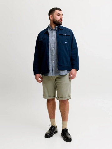 Jack & Jones Plus Camasa barbati big sizes, din amestec de in si bumbac, Gri albastrui - Img 6