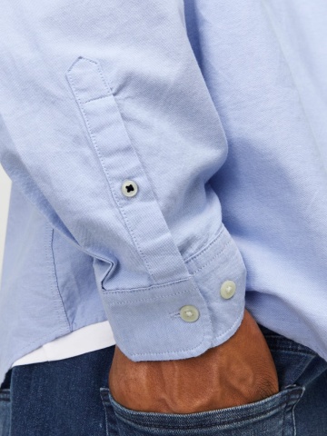Jack & Jones Plus Camasa casual barbati big sizes, din bumbac organic, Albastru - Img 3