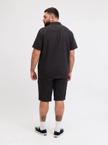 Jack & Jones Plus Camasa Waffle, barbati big sizes, Resort Shirt, Negru - Img 6