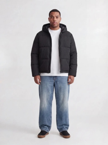 Jack & Jones Plus Geaca barbati big sizes, cu gluga, Regular fit, JJGALAXY, Negru - Img 3