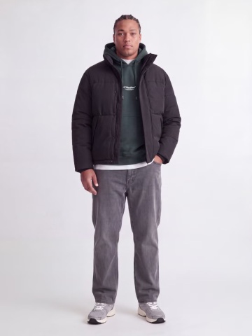 Jack & Jones Plus Geaca barbati big sizes, PUFFER, fara gluga, Regular fit, JJESOHO, Negru - Img 4