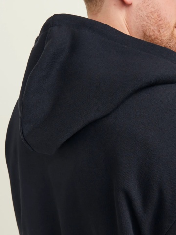 Jack & Jones Plus Hanorac cu fermoar, barbati big sizes, Relaxed Fit, JJEBRADLEY, Negru - Img 5