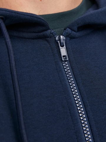 Jack & Jones Plus Hanorac cu fermoar, barbati big sizes, Relaxed Fit, JJEBRADLEY, Bleumarin inchis - Img 3