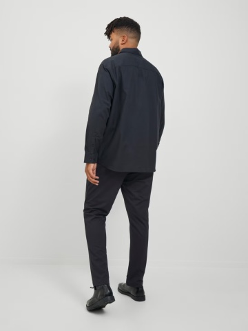 Jack & Jones Plus Pantaloni chino barbati big sizes, cu talie joasa si croiala Slim Fit, Negru - Img 6