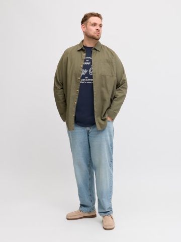 Jack & Jones Plus Tricou barbati big sizes, Denver, cu imprimeu text, Bleumarin inchis - Img 6