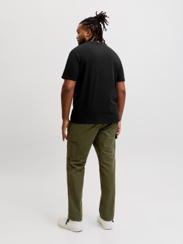 Jack & Jones Plus Tricou barbati big sizes, din bumbac, Regular fit, JJRUSH, Negru - Img 2