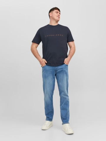 Jack & Jones Plus Tricou cu logo, barbati big sizes, din bumbac organic, Standard Fit, Bleumarin inchis - Img 5