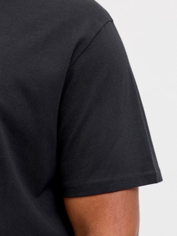 Jack & Jones Plus Tricou simplu, barbati big sizes, din bumbac organic, Relaxed Fit, Negru - Img 4